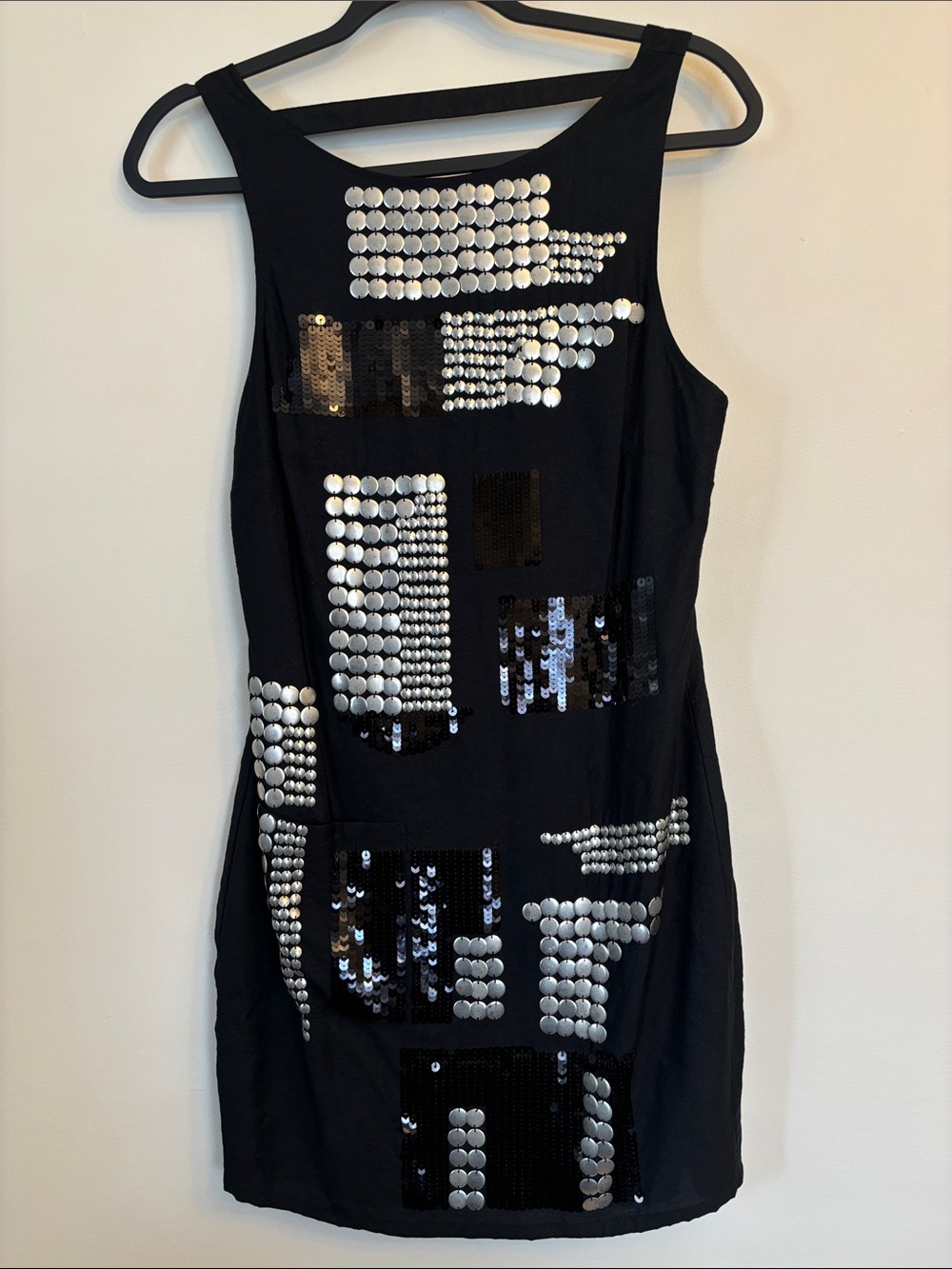 Never Worn bebe Black Dress with Silver and Sequin Panels - Cocktail/Party